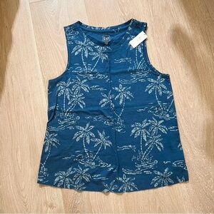 NWT New with tag! $35 Gap blue white floral tropical swing tank XS